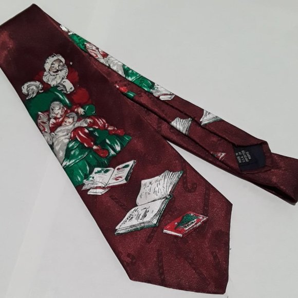 VINTAGE HALLMARK CHRISTMAS - POLYESTER NECKTIE - FUNNY SANTA & CHILDREN PATTERN - Picture 1 of 3